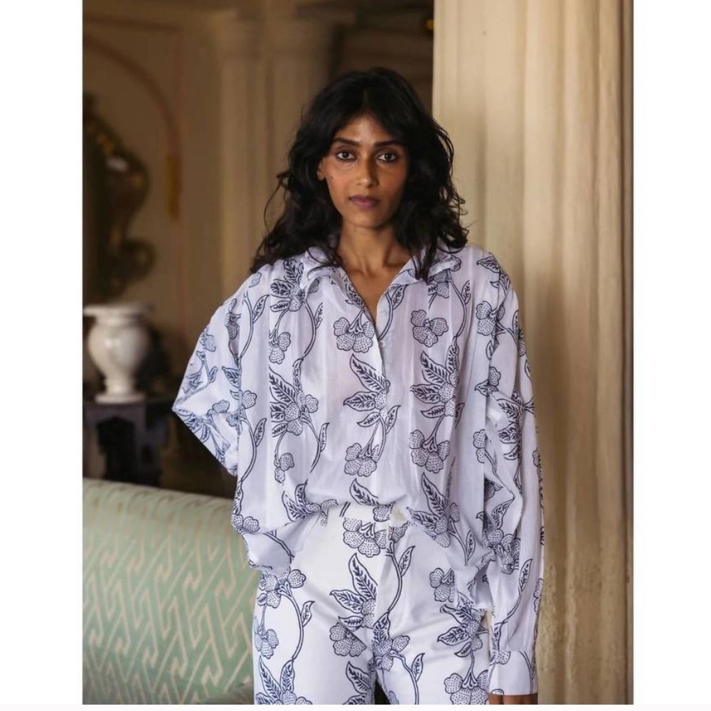 SZ Blockprints Kali Orchid Print Top NWT
